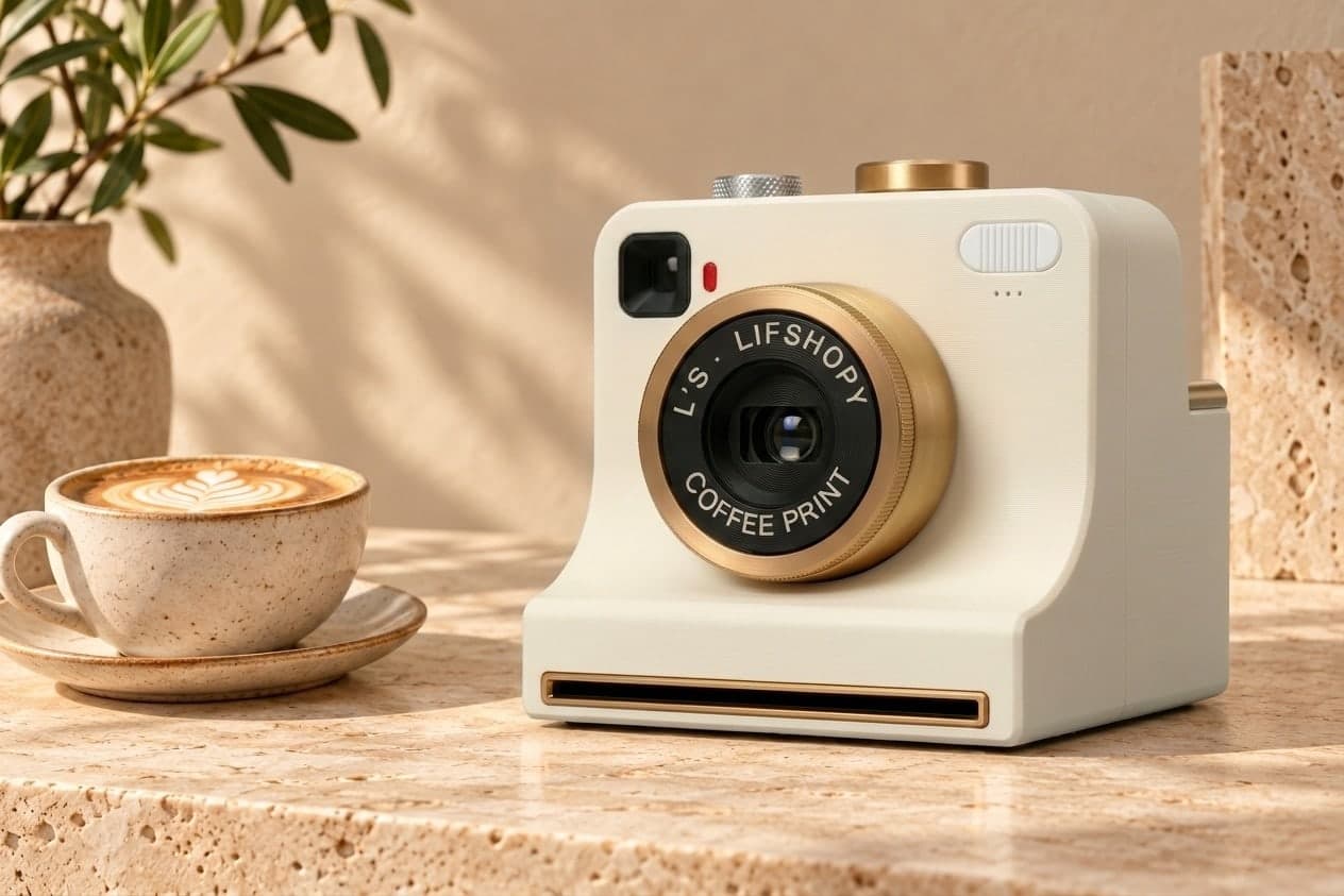 Fincanın yanında krem Coffee Print